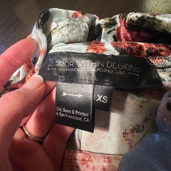 Velvet floral bell bottoms from Warrior Within Designs, Size XS - Picture 2 of 4